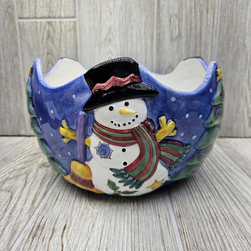 Sango The Sweet Shoppe Christmas‎ Sue Zipkin Centerpiece Bowl Snowman Tree